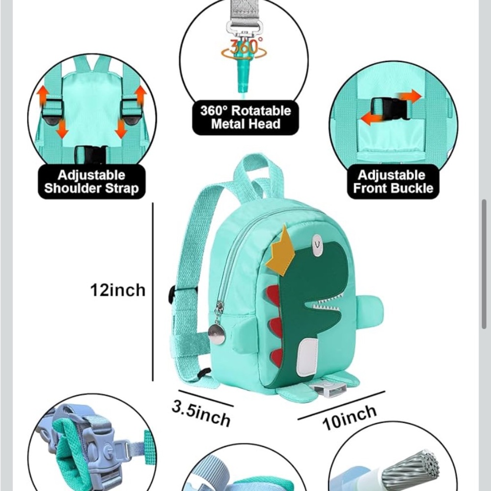 New 3 in 1Toddler Harness Leash-Baby Walking Safety Harness 8.2ft Anti LostWrist - Picture 4 of 7